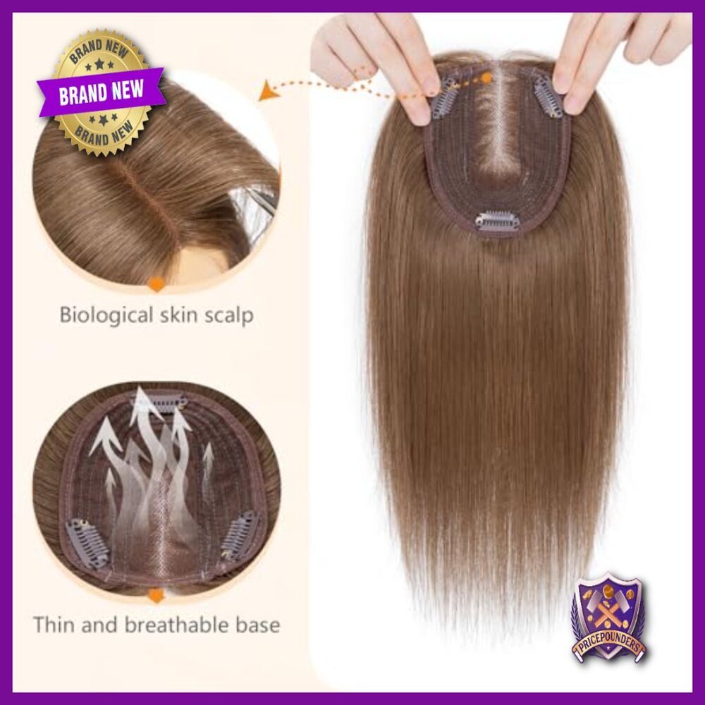 10 Inch Straight Human Hair Topper with Lace Base for Thinning Hair - Picture 2 of 6